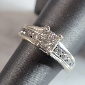 Womens Vintage Estate 14K White Gold Diamond Engagement Ring, 4.2g E3586